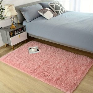 Fluffy shaggy carpet, super soft rug for bedroom/ living room, 5x8 feet, cherry blossom pink