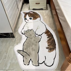 Cute Cat Area Rug Non Slip Soft Fluffy Lovely Rug Indoor Floor Mat Carpet for Bedroom Bathroom Living Room Sofa Decor 4ftx2ft