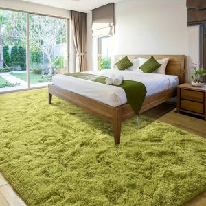 Living Room Carpet 5x8 Feet Large Shag Carpet, Green Grass Soft Fluffy Carpet For Bedroom, Non-slip Indoor Plush Carpet For Bedroom, Living Room Dormitory Home Decor